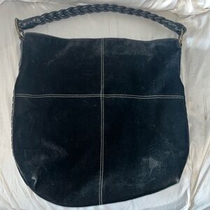 Women’s Black Microsuede Large Shoulder Tote